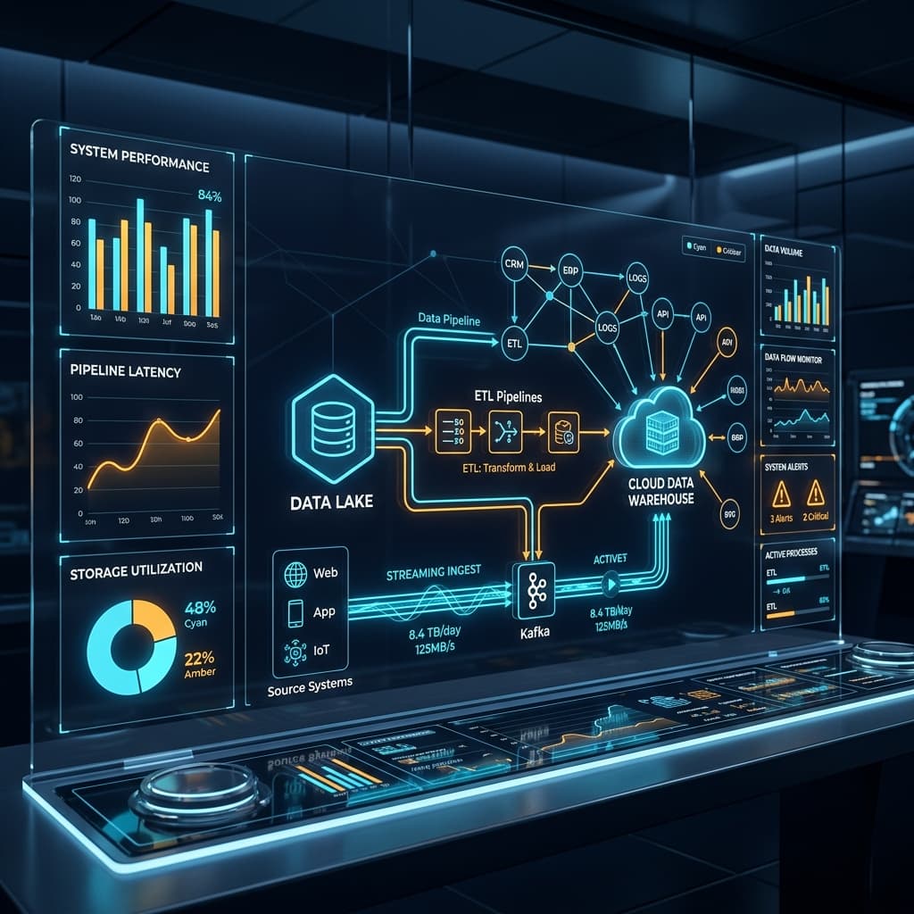 Advanced data architecture and analytics dashboard visualization